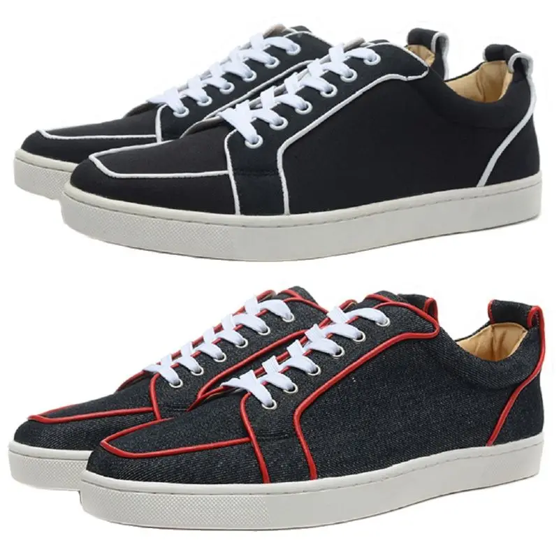 

Fashion Black Canvas Rolling Red Edge and White Edge Board Shoes Flat Shoes Red Soles Lofook Shoes Sports Casual Shoes