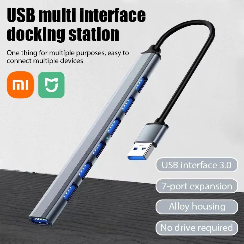XIAOMI 7-портовый USB 3.0-концентратор типа C высокоскоростной адаптер OTG док-станция
