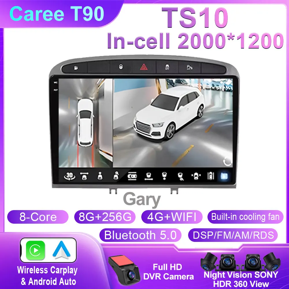 

Android Auto для Peugeot RCZ 308 SW 2007-2015 408 2012-2020 Автомобильный радиоприемник Мультимедийная GPS-навигация Беспроводной Carplay DSP Без 2din