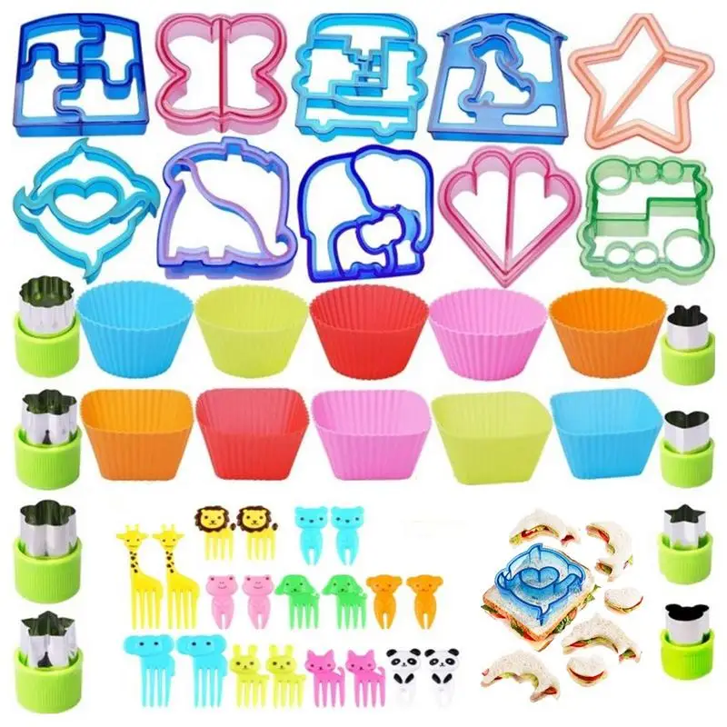 

47pcs Sandwich Cutter Set Pancake Cutter Creative Bread Fruit Cookies Cutter Mold Children Baking Tools Maker Kitchen Gadgets