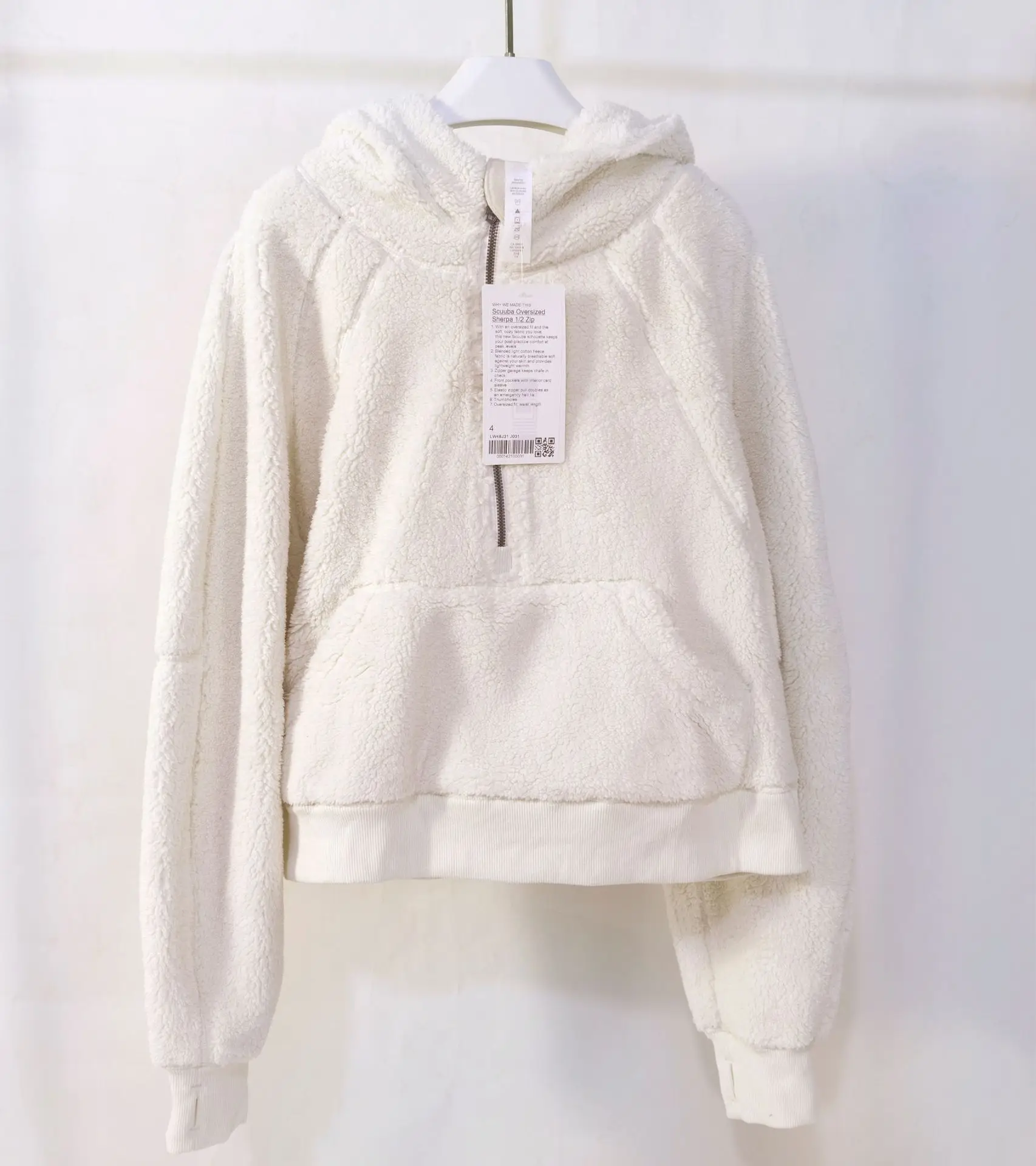 

LuluWomen Velvet Hoodies Jacket Autumn Winter Scuba Half Zipper Sweatshirt Lamb Wool Thick Thermal Outdoor Sports Yoga Bodysuit