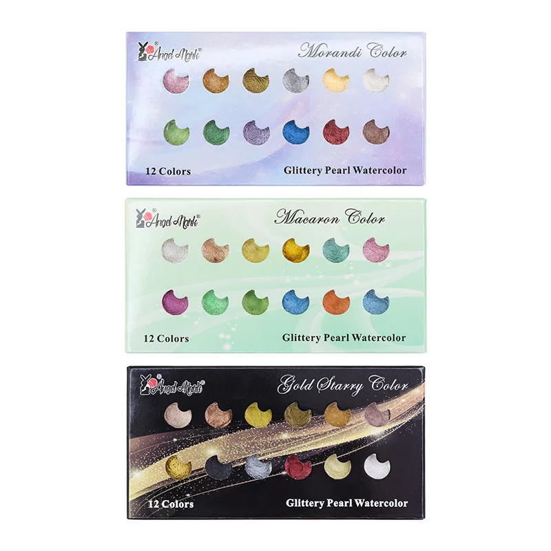Pintura em Aquarela Suprimentos de Arte Perolado Sólido Metal Macaron Arte Pintura Japonês Manicure Esfregaço Profissional 12-cor