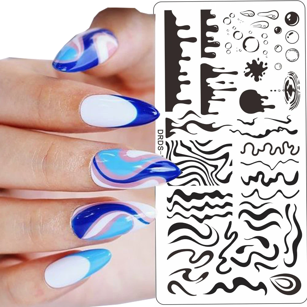 Система штамповки для ногтей 12*6 см 1 шт. волнистые завитки полосатые линии