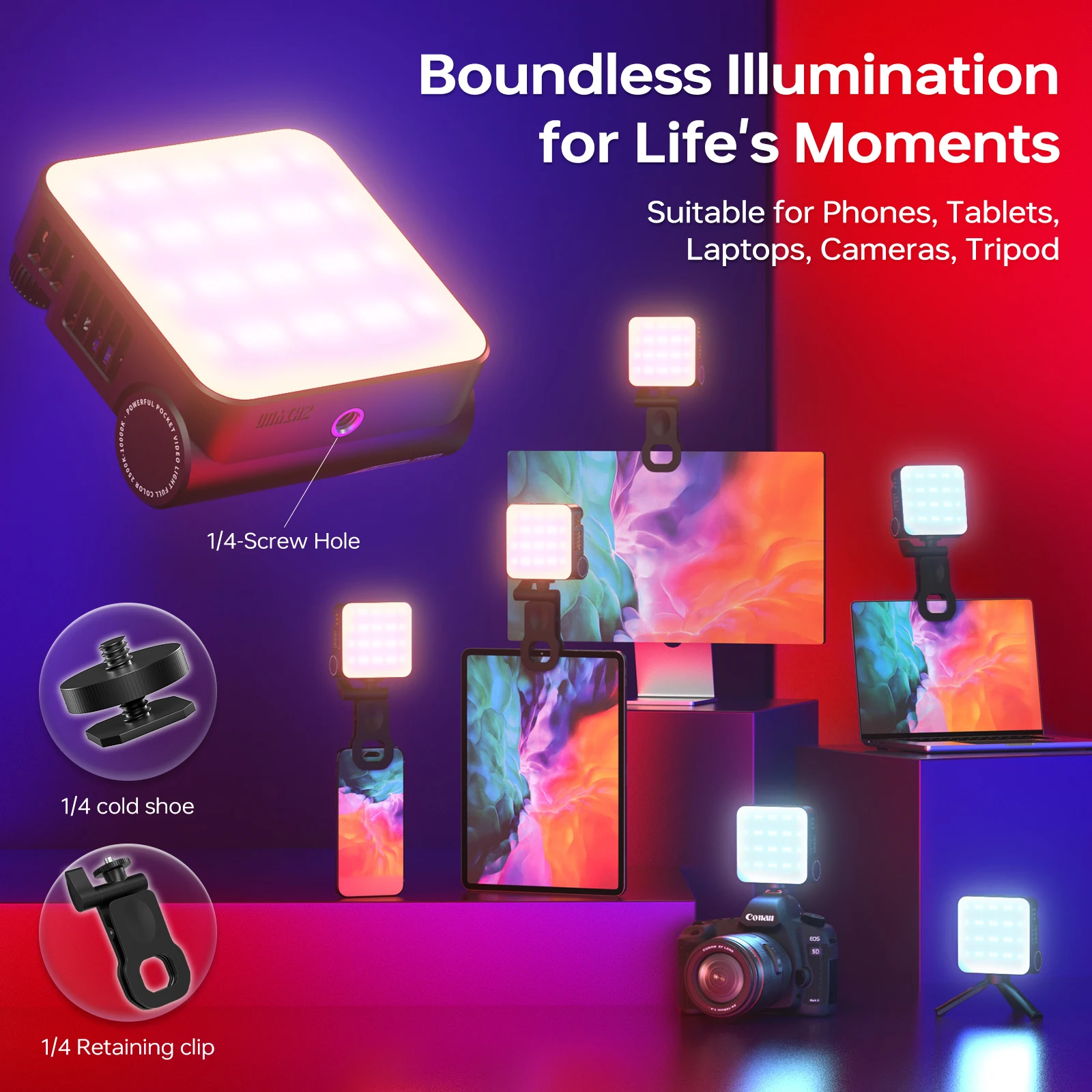 ZHIYUN CINEPEER CM15 15 Вт RGB Портативный светильник для видеосъемки 2600 мАч Светодиодные
