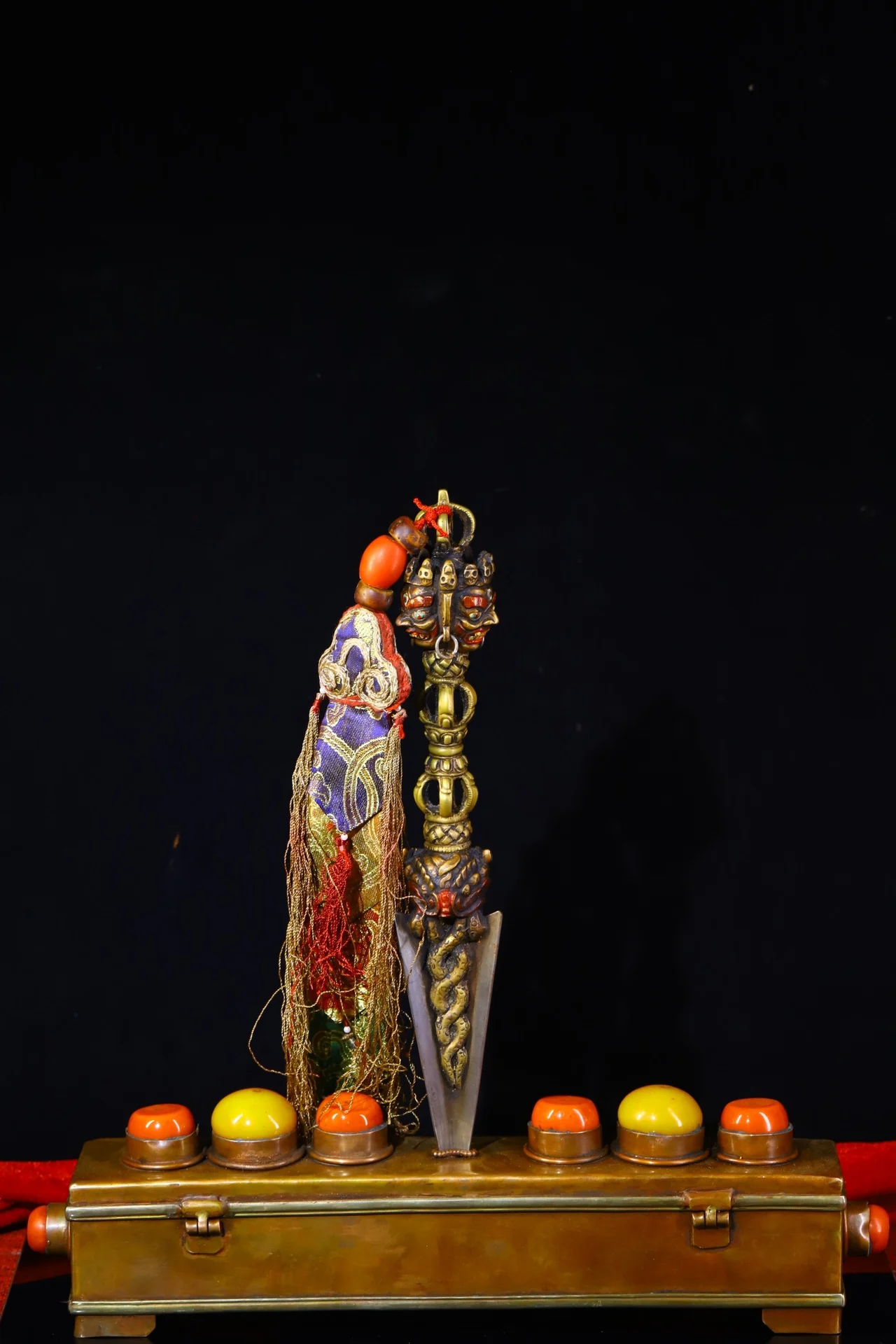 15 &quotКоллекция тибетского храма старая бронза позолоченная окрашенная голова