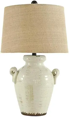 

Farmhouse 27" Ceramic Table Lamp, Cream Glaze Crackle Finish Aesthetic lamp House decoration Rice paper lamp Lampara de tulipane