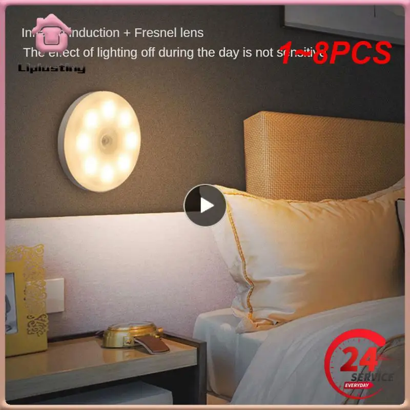 

Светодиодный светильник для шкафа, 1 ~ 8 шт., с зарядкой от USB, с датчиком движения