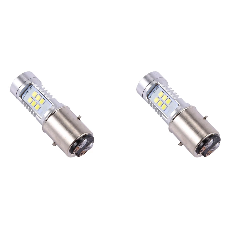 

2 шт., H6 мотоциклетная Светодиодная лампа с двумя зажимами 3030 21SMD, 1200 лм, 21 Вт