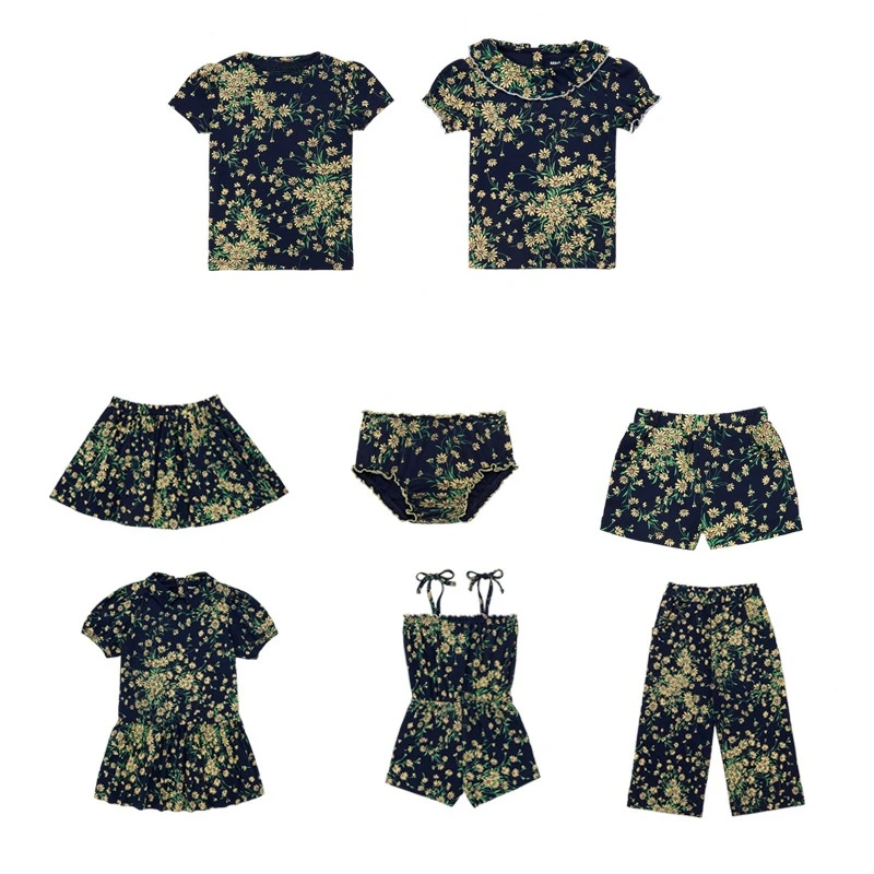 

2022 Summer New Children's Shirt MP Daisy Series Ice Silk Cotton T-shirt Shorts Girl Skirt Dress