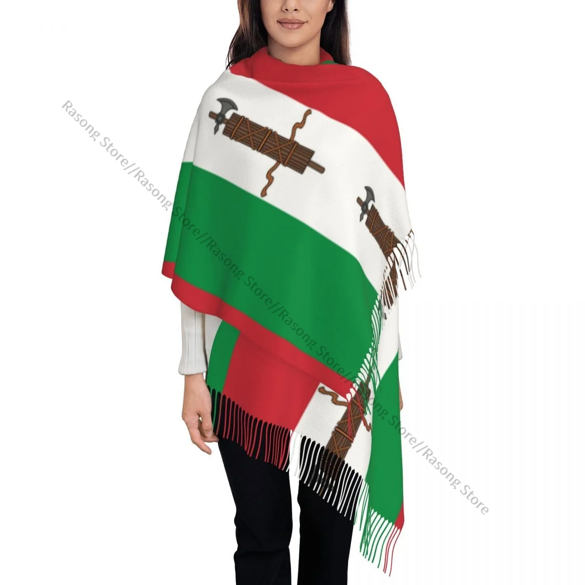 Шарф с кисточками большой размер 196*68 см зимняя теплая шаль из пашмины буфанда