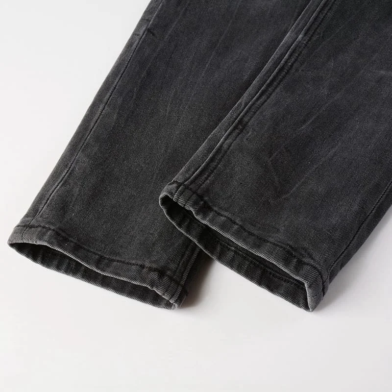 Джинсы KSUBI Cross Jeans American High Street с отверстиями для мужчин и женщин, трендовые узкие плиссированные рваные однотонные черные джинсовые брюки с низкой посадкой (art.: 3920cd2fe8b76) - 3920cd2fe8b76