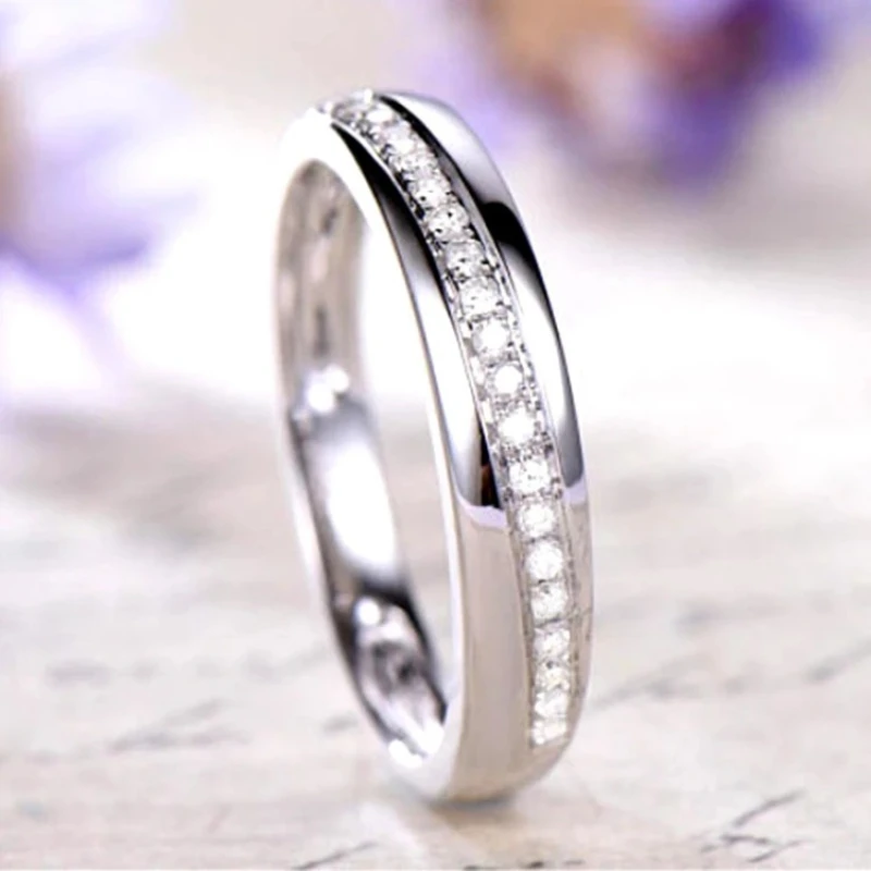 

Spring Qiaoer Classic 925 Sterling Silver Wedding Promise Rings for Women Paved Shiny CZ Delicate Engagement Eternity Jewelry