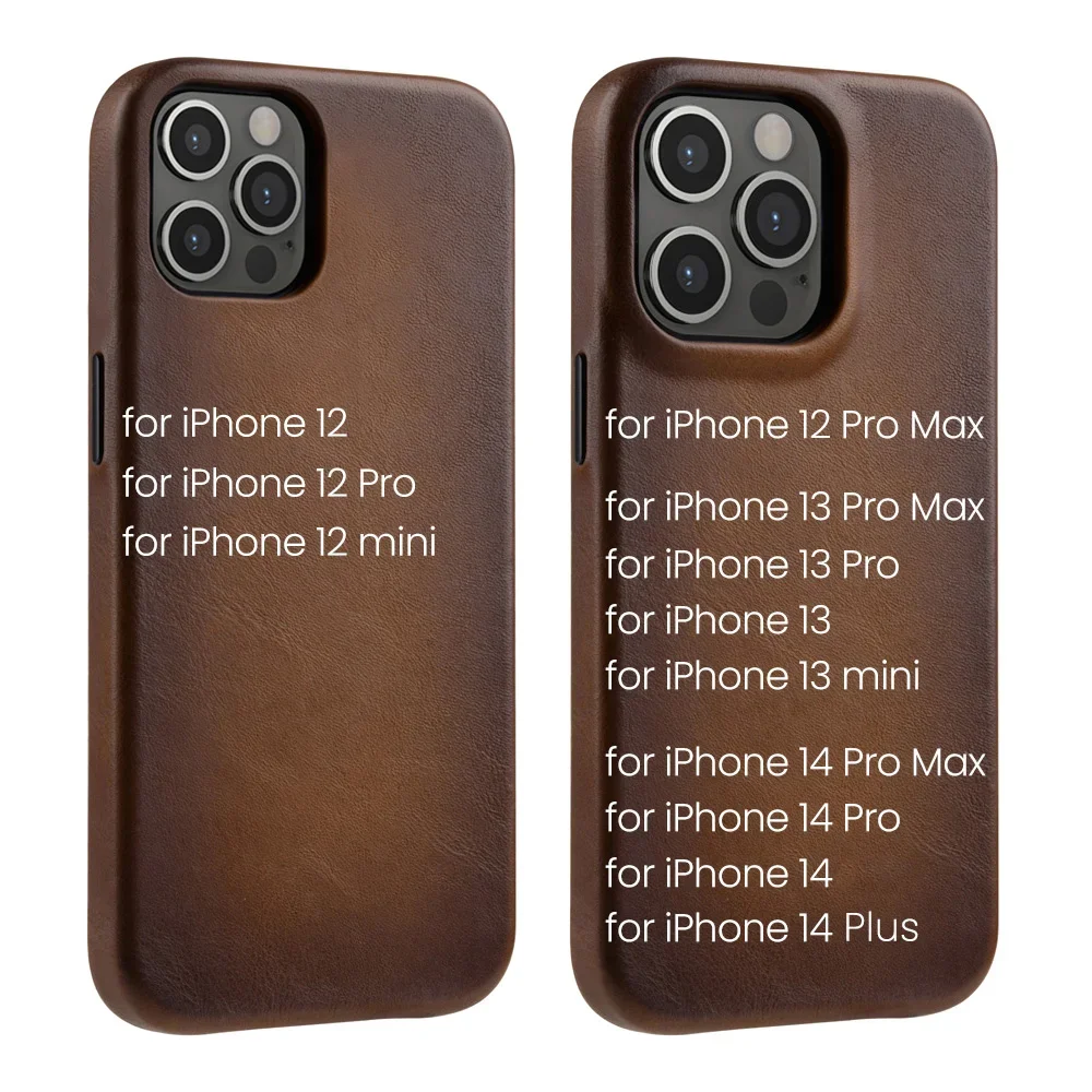 YMW чехол ручной работы из натуральной кожи с масляным воском для iPhone 15  14 Pro Max Plus 13 12 mini Роскошный деловой Ретро чехол для телефона из ...