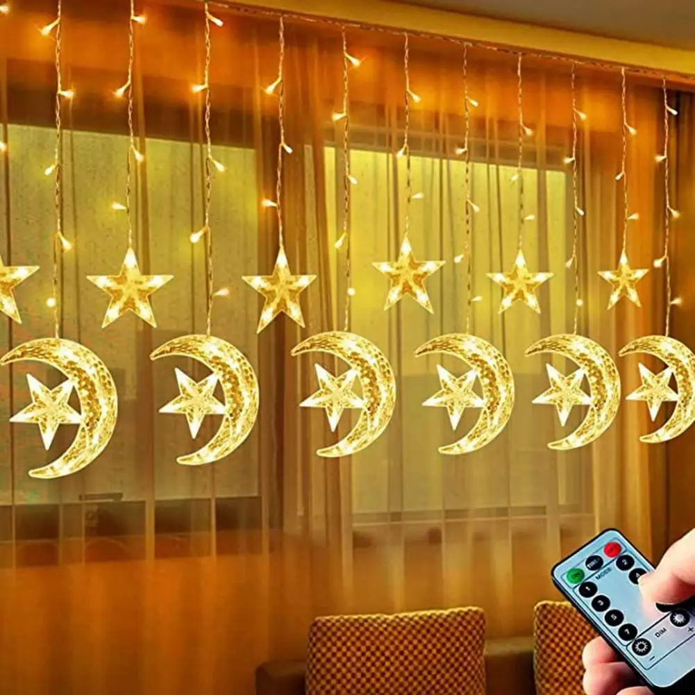 

Star String Light Waterproof 8 Modes Remote Control Romantic Decor Fairy Lights Holiday Hanging Moon Star Lamp String Home Decor