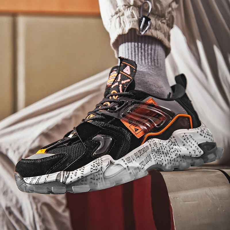 

Мужские кроссовки для бега, Высококачественная износостойкая спортивная обувь, сетчатая дышащая массивная спортивная обувь, уличные Нескользящие кроссовки для бега