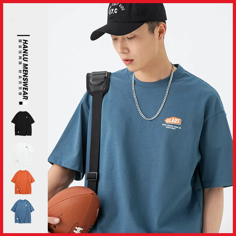 

2022 spring and summer new pure cotton short sleeve Japanese Harajuku Street Sports oversized t-shirt men T-shirt