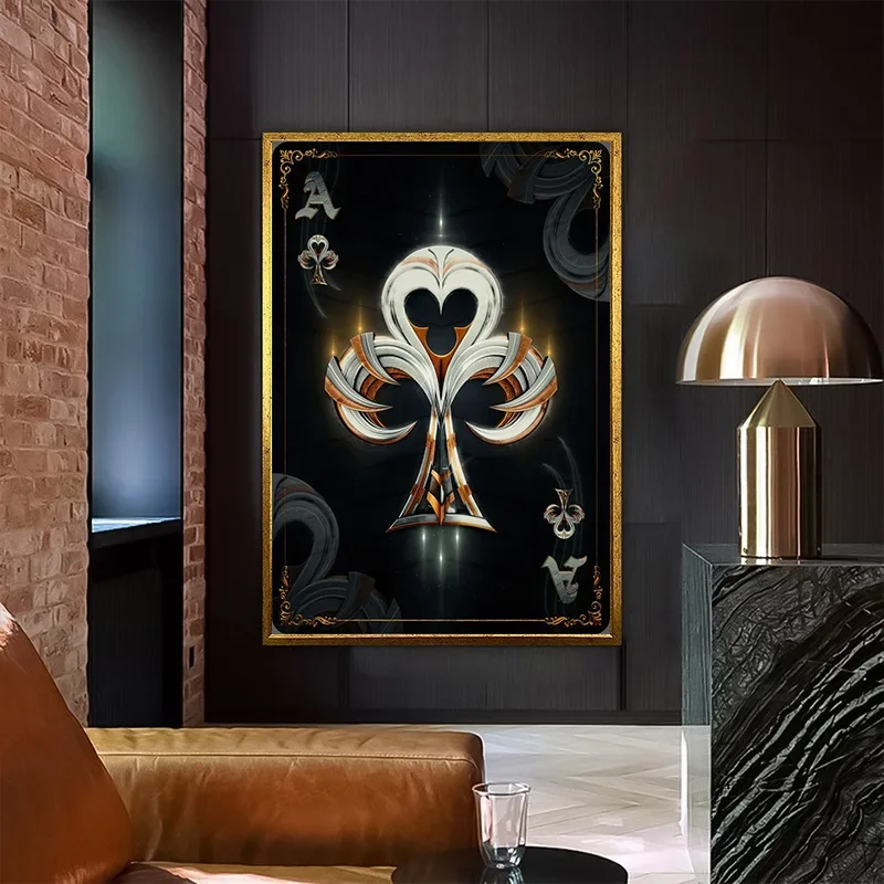 Абстрактный Крутой Дизайн Покерных Карт Ace Of Spades Heart Diamond Clover Artwork HD Canvas Print