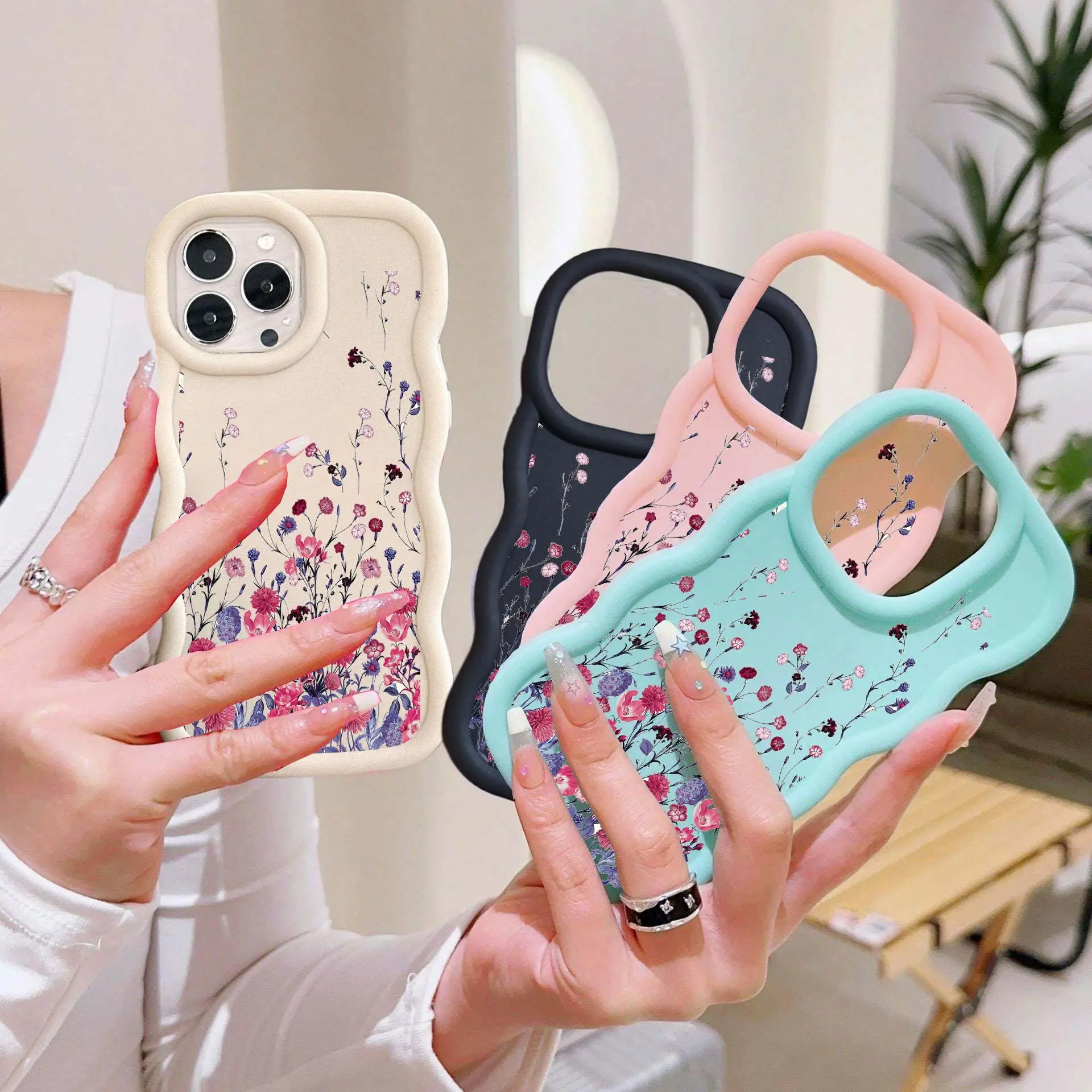 Цветы с волнистыми краями для OPPO A60 A57 4G A77S A77 A76 A36 A79 A92 A72 A98 A96 F11 F9 RENO 11 8 7 6 5 Pro 11F 2F 2Z 6Z