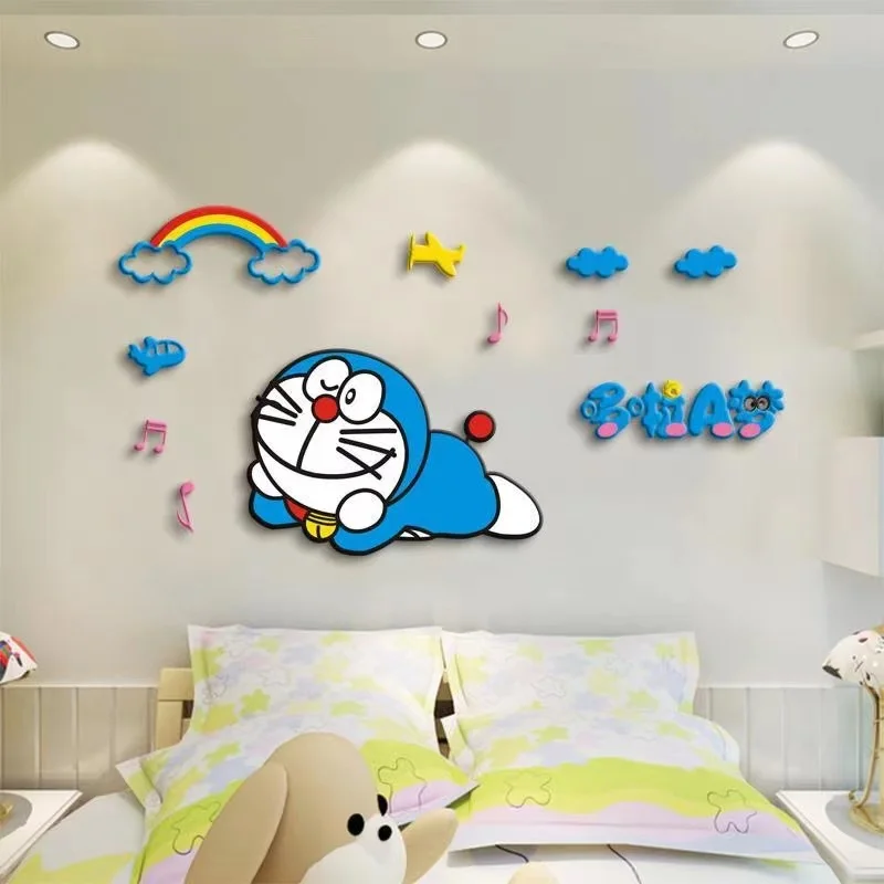 

Cartoon Doraemon 3Dthree-dimensional wall stickers children's room bedroom bedside acrylic kindergarten background wall Stickers