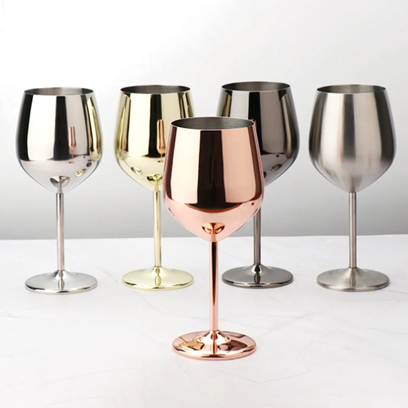 

500ml 304 stainless steel goblet wine glass fruit juice drink goblet shatterproof party wine set large capacity goblet bar