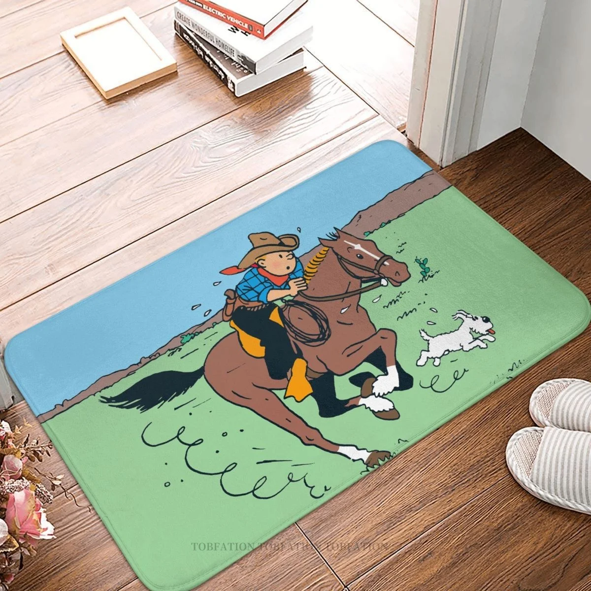 

Tintins Adventures Non-slip Doormat Kitchen Mat Ride Horse Floor Carpet Entrance Door Rug Home Decorative
