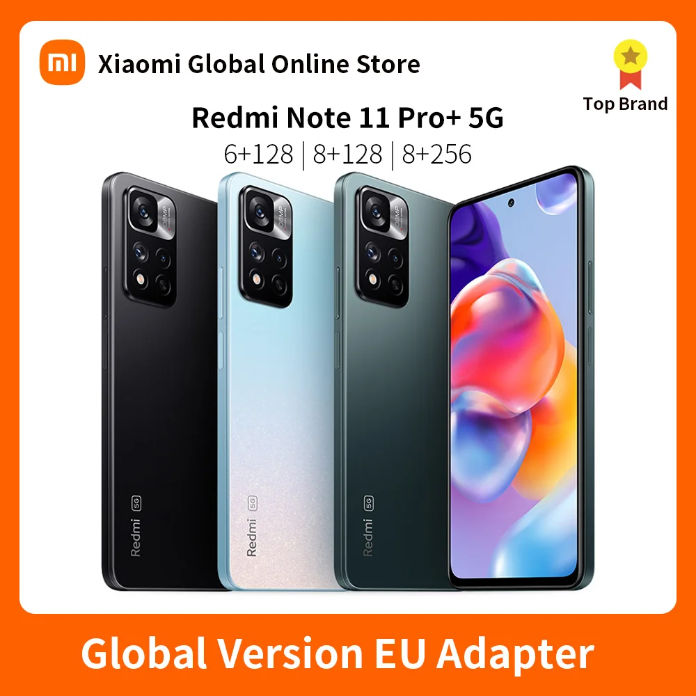 Global Version Xiaomi Redmi Note 11 Pro+ 5G Plus Smartphone 120W HyperCharge Dimensity 920 120Hz AMOLED 108MP