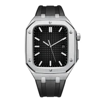 modification mod kit matel strap case for apple watch band series 7 se 6 45mm 44mm steel watchband wrist bracelet for iwatch 6
