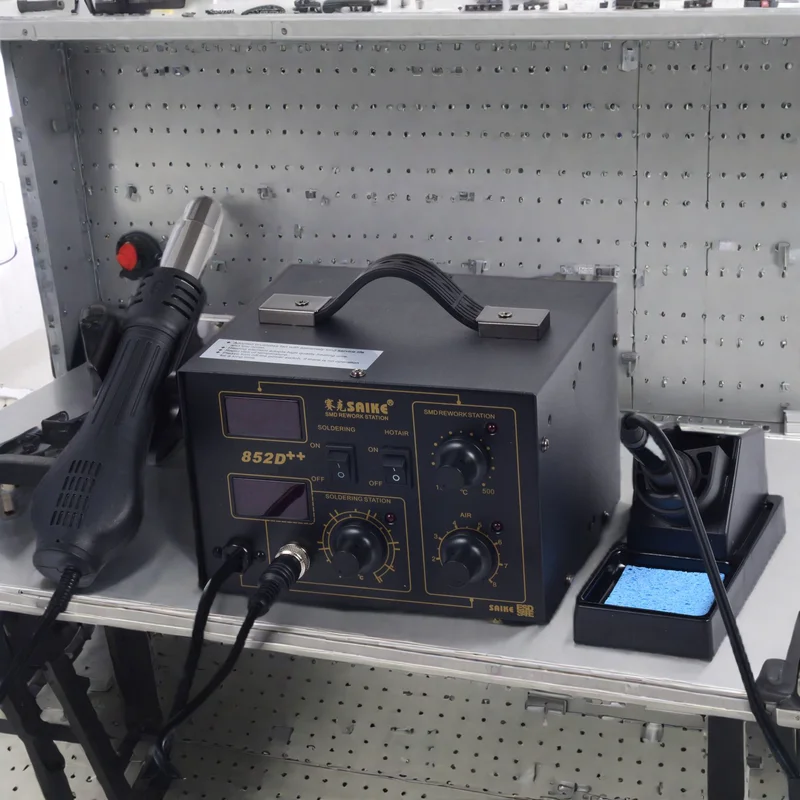Saike 852D++ 2 в 1 Паяльная станция BGA с горячим пистолетом 220 В/110 В Утюг Припой тепловая