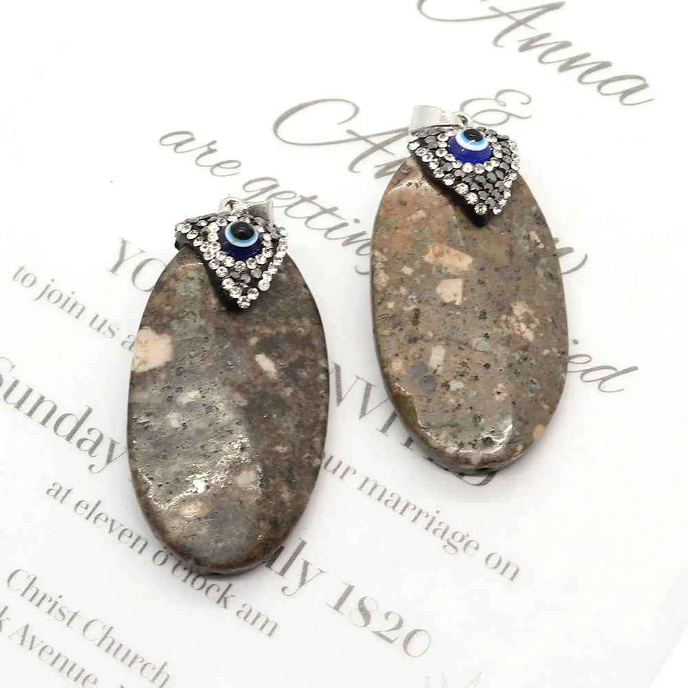 Овальный Кулон из натурального камня и оникса, изящный подвесной набор «глаз дьявола», подходит для изготовления ювелирных изделий своими руками, аксессуары размером 26x50 мм