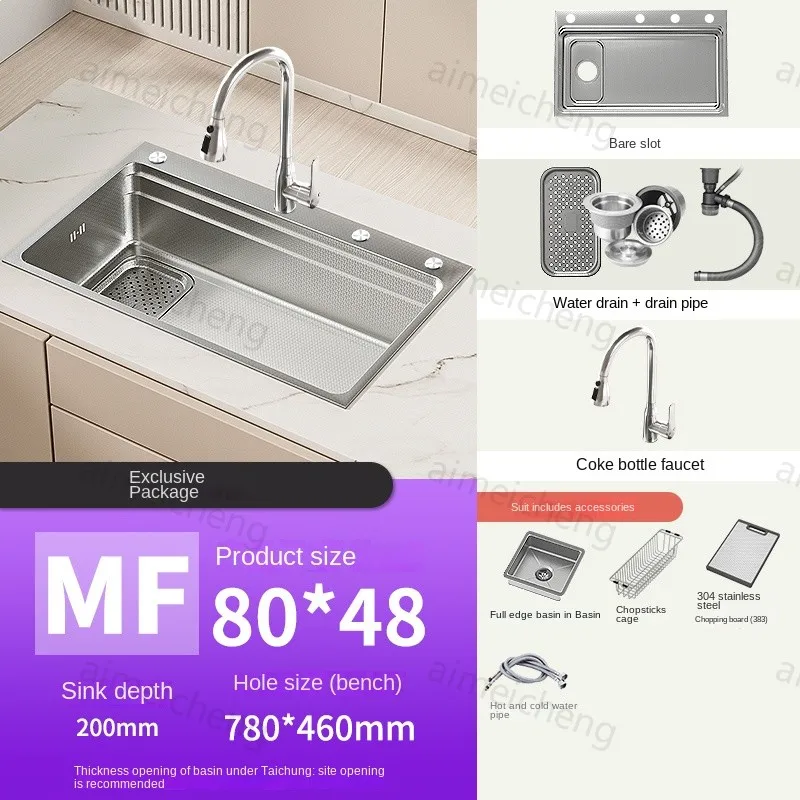 Кухонная раковина из нержавеющей стали 304, серебристая, большая раковина с одним слотом, нано-мойка для мытья посуды, раковина под креплением, левая сторона дренажа