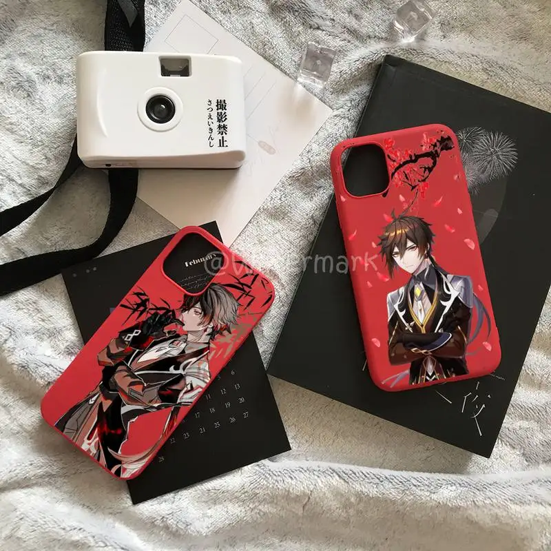 

ZhongLi Genshin Impact Phone Case For IPhone 7 8 6 6s Plus Xr X Xs 11 12 13 Pro Max Mini Red Candy Colors Cover Coque