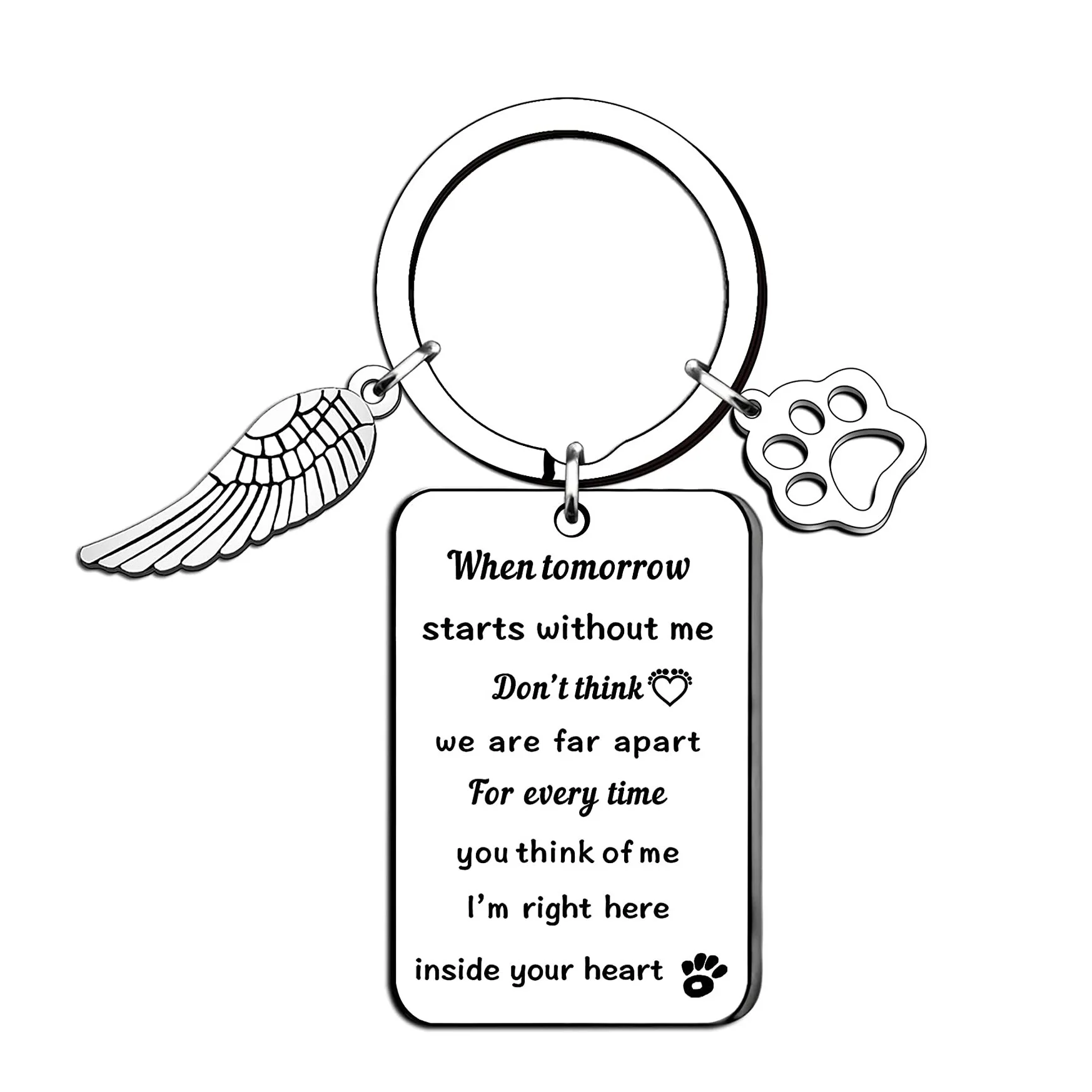 

I Am Right Here Inside Your Heart Dog Stainless Steel KeyChain Women Man Jewelry Accessories Pendant Gifts Fashion