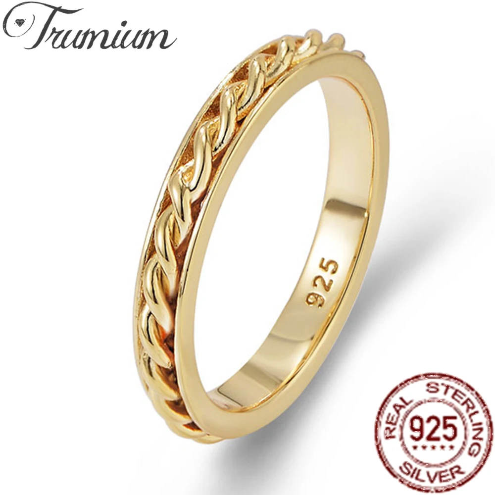 

Trumium Authentic Minimalist 925 Sterling Silver Twist Lines Finger Rings For Women Stacktable Wedding Trendy Jewelry Gift Girls