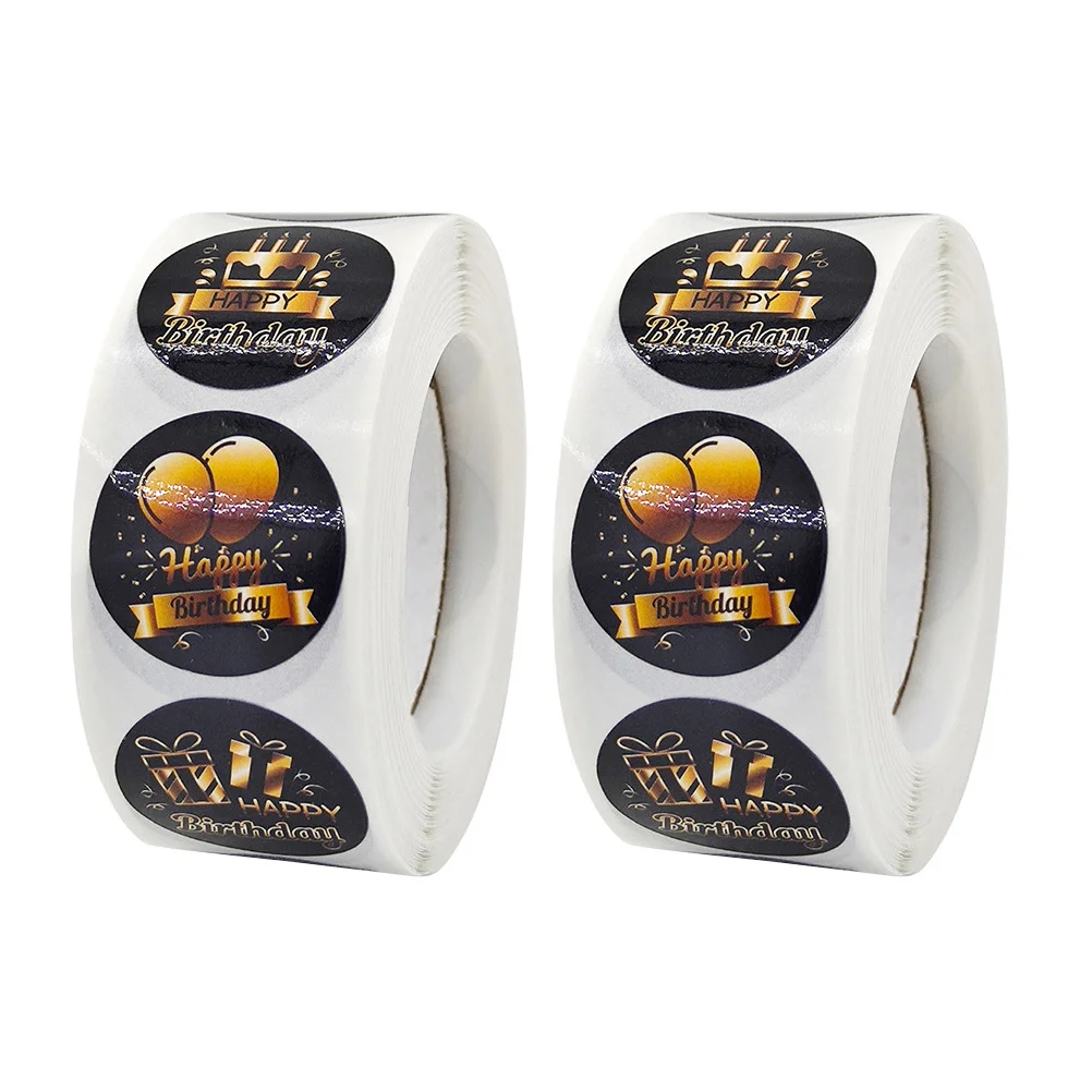 

Birthday Stickers Labels Round Party Happy Sticker Sealingwaterproof Kids Label Giftdecorative Golden Seal Wrap Favors Circle