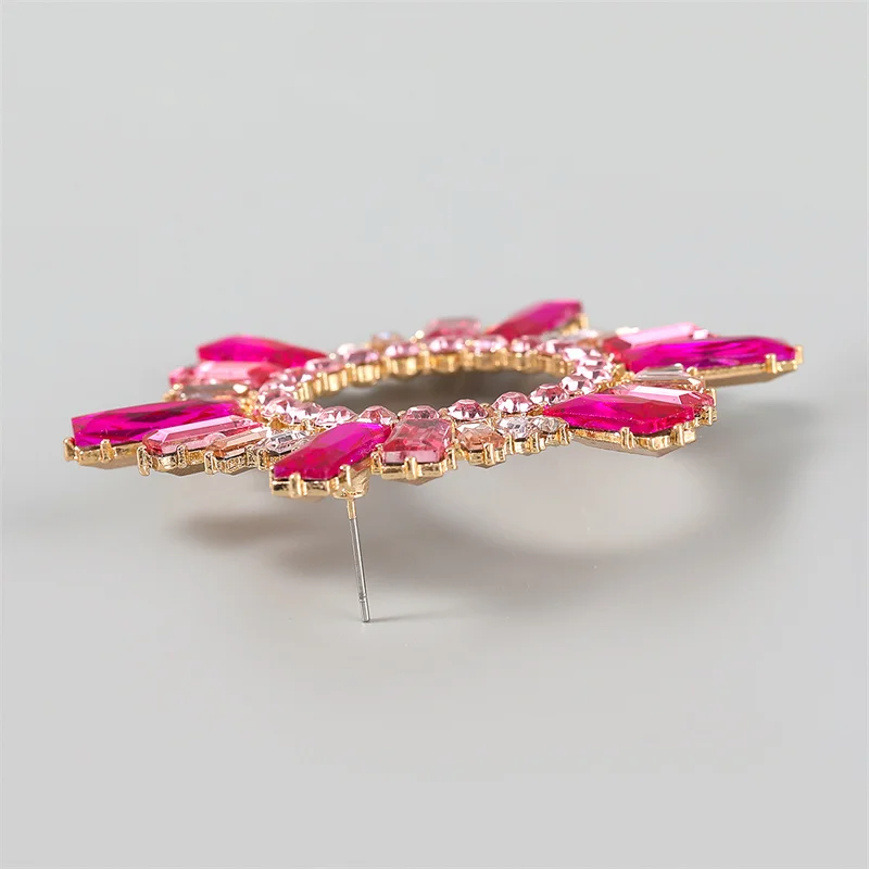 New Trend Shiny Rhinestone Flower Dangling Earring for Women Dinner Wedding Accessories Fashion Statement Luxury Jewelry Earring