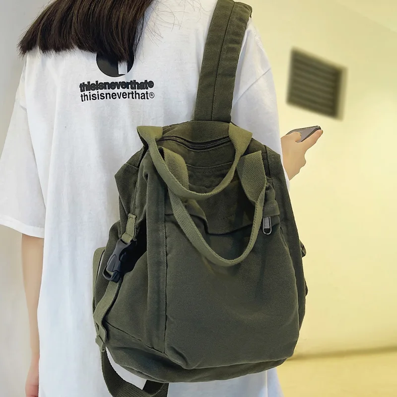 

WR Brand Women Backpacks Green Canvas Rucksack Quality Laptop School Student Bag Female Daypack for Teen Girls feminina mochila