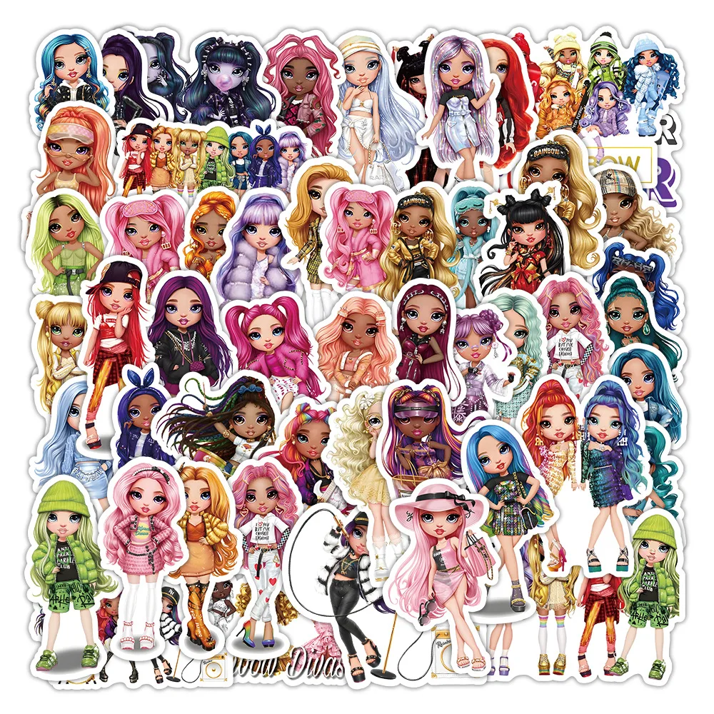 

51 Pieces Of Rainbow Dolls Cartoon Stickers Cute Waterproof Kids Toys Stationery Decorative Mobile DIY Craft Label Decals