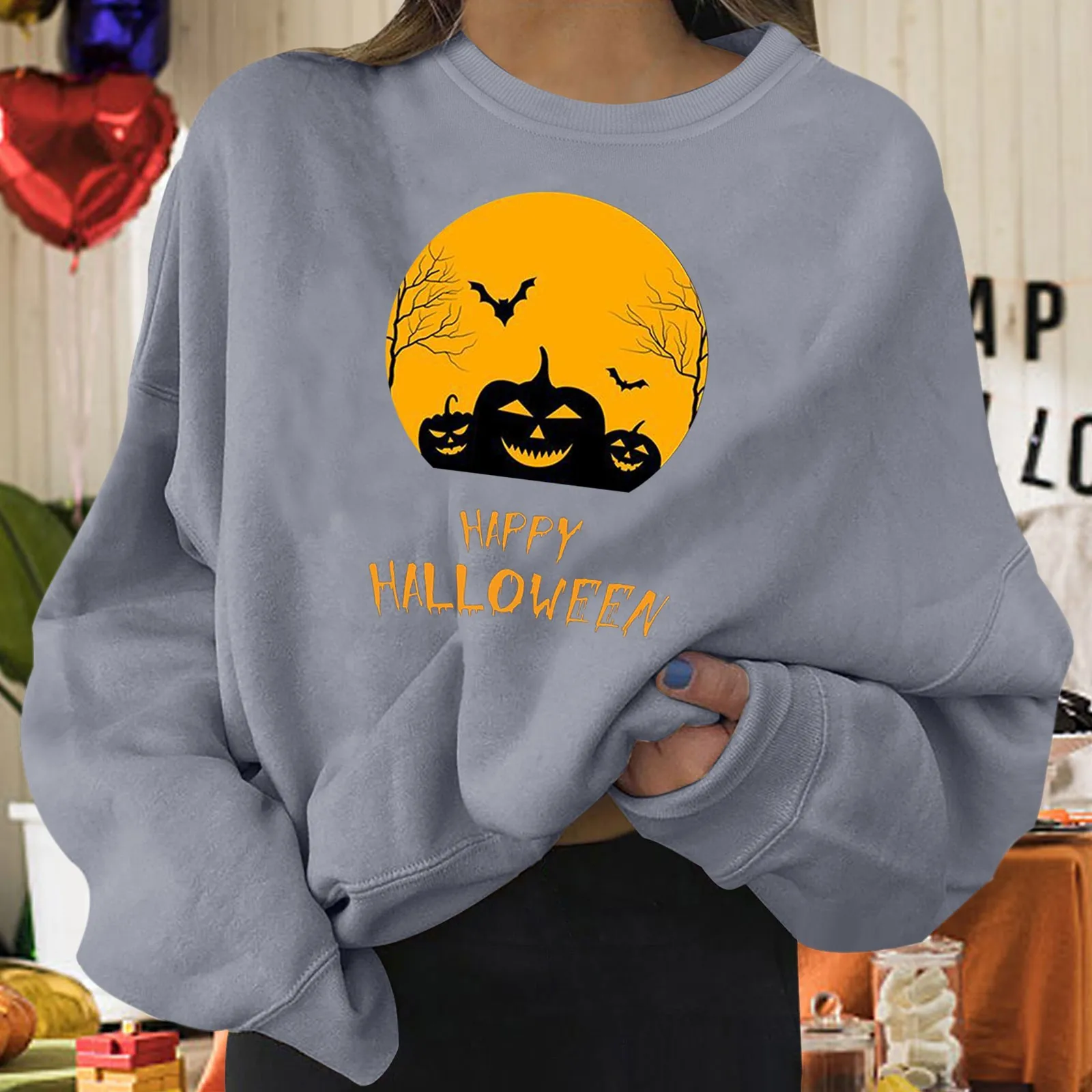 

Womens Halloween Print Sweatshirt Long Pullover Letter Print O Neck Printing Long Sweatsuit Womens Sweatsuits Women Set Petite