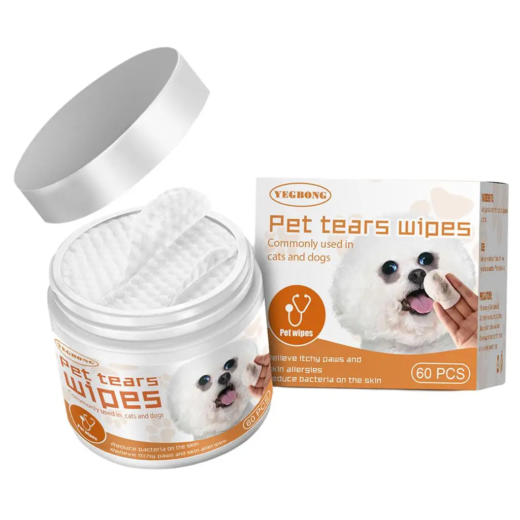 

60x Pet Dog Eye Wipes Cat Tear Stain Remover Gentle Pet Supplies Cleaning Grooming