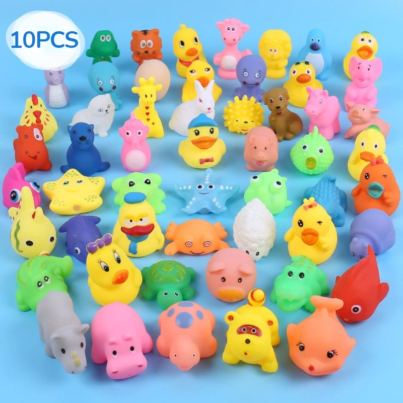 10/5Pcs Baby Cute Animals Bath Toy Swimming Water Toys Soft Rubber Float Squeeze Sound Kids Wash Play Funny Squeaky Bathing Gift