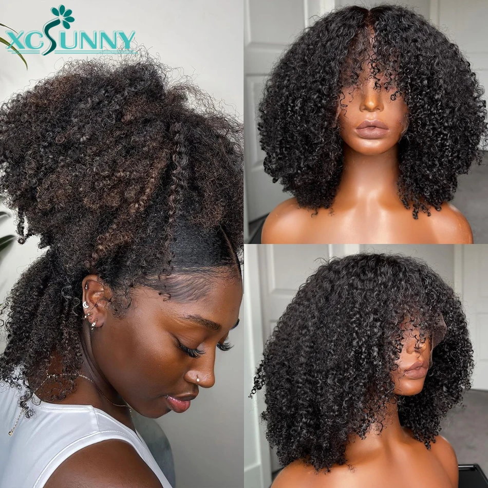 

Human Hair HD Lace Frontal Wig Afro kinky Curly 13x6 Lace Front Wig Pre Plucked For Black Women Remy Brazilian Xcsunny