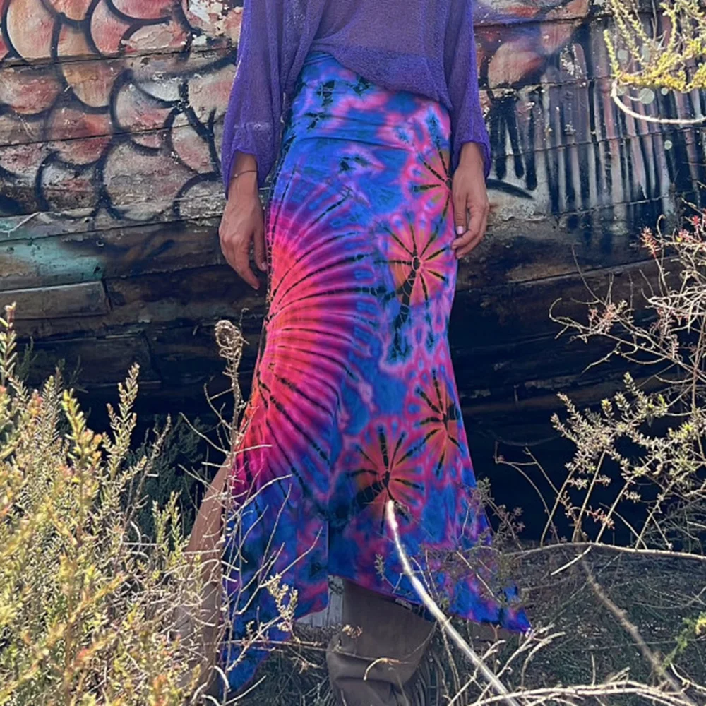 

Casual Long Skirts 2023 Elegant Women Slim Fit Summer Skirts Holiday Female Floral Print Patchwork Skirt Loose Beach Party Club