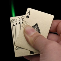 metal playing cards jet lighter green flame poker lighter smoking accessories poker jet torch butane metal windproof lighters