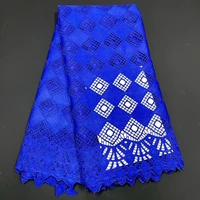 nigerian design pink 5yards royalblue punch fabric 2022 high quality african mesh sequins lace swiss for wedding party dress sew