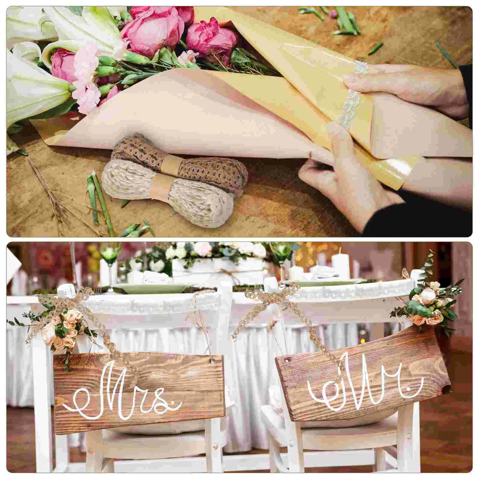 2 рулона украшение для букета веревка мешковина кружевная лента подарочные ленты