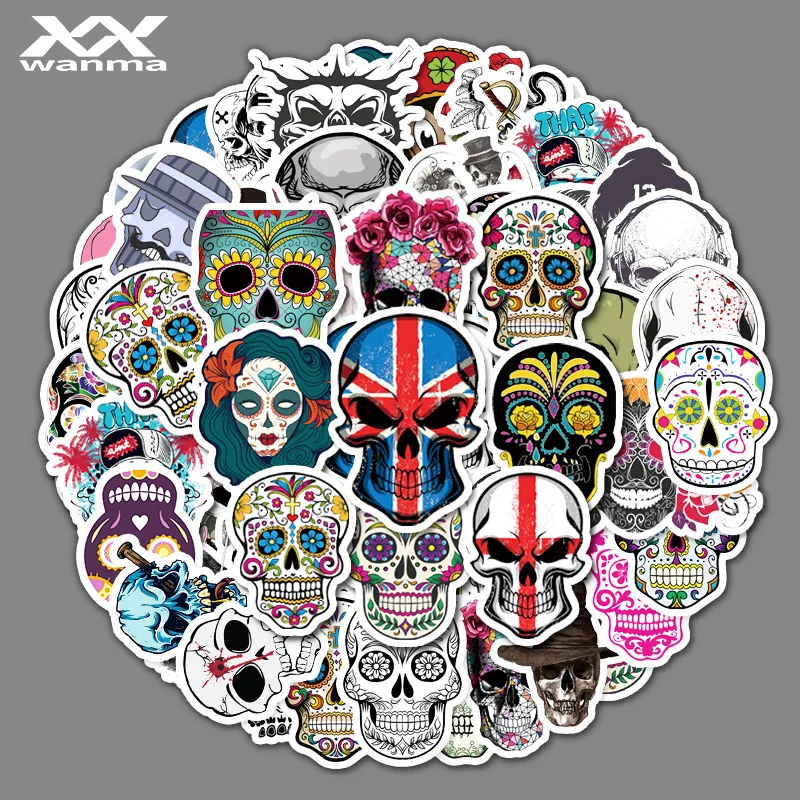

50PCS Skull Cartoon Anime Grimace Graffiti Stickers Dictionary Diary Luggage Laptop PVC Waterproof Stickers