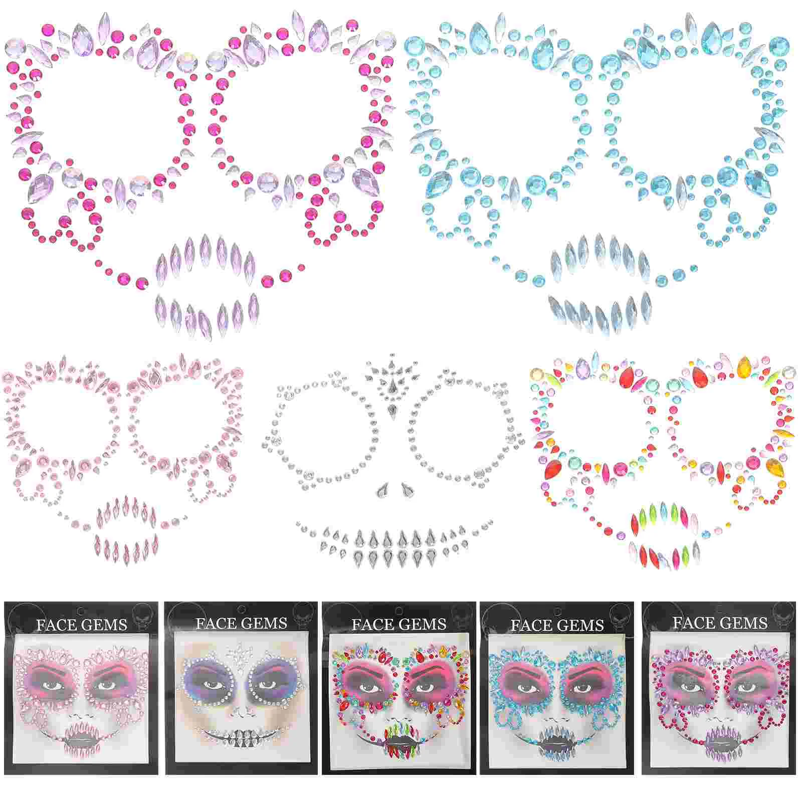 

5 Sets Drill Stickers Festival Accessories Body Gems Halloween Face Jewels Rhinestones Jewlery