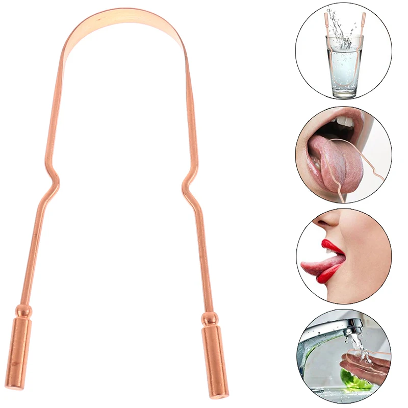

Pure Copper Tongue Scraper Oral Cleaner Brush Fresh Cleaning Hygiene Care Tools
