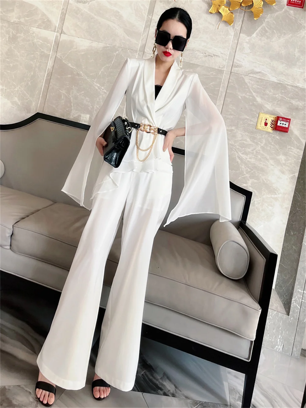 High-Quality Fashion Jacquard Pants Suit 2023 New Spring Women's Light Luxury Socialite Flare Trousers Elegant Two-Piece Set