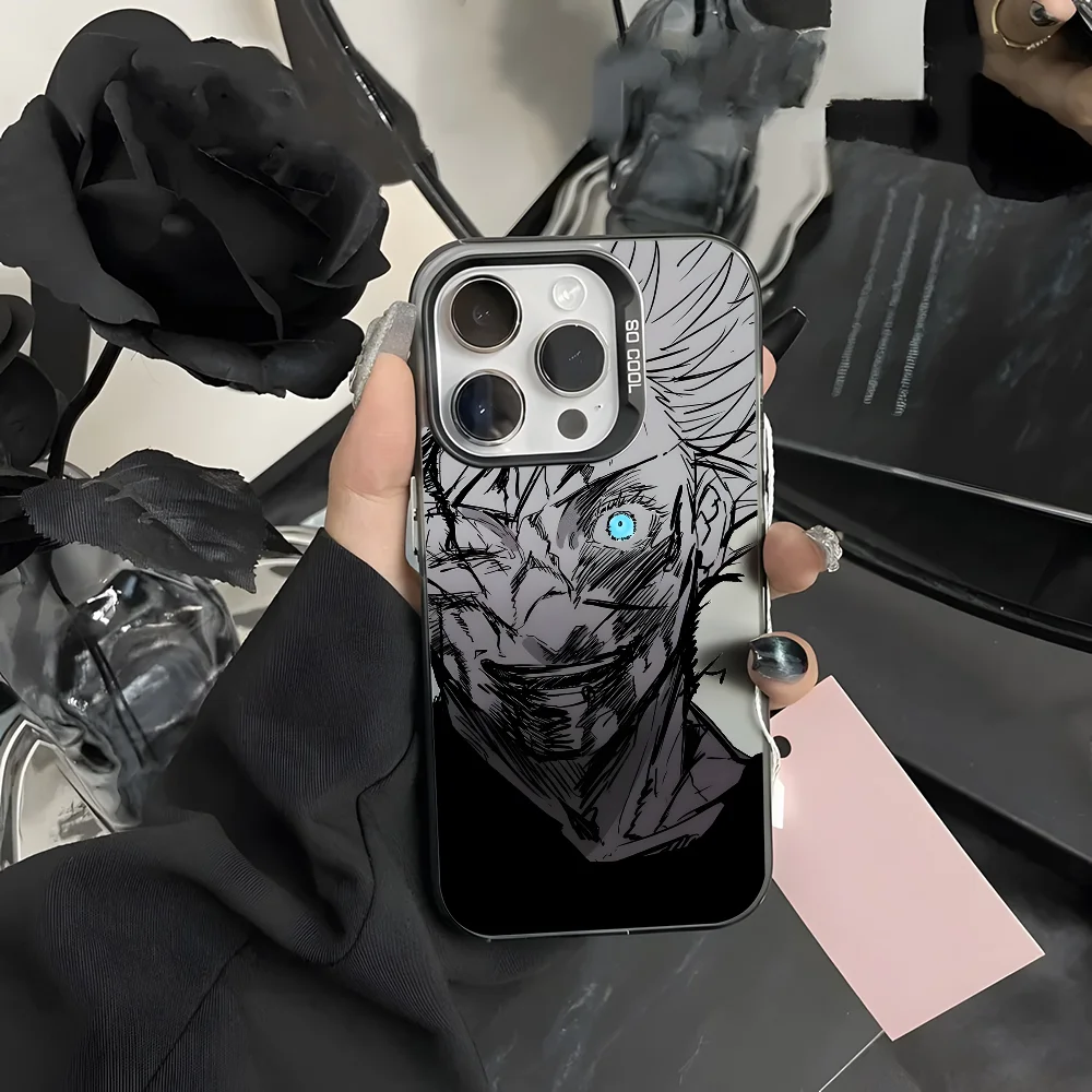 Модный чехол для телефона J-Jujutsu Kaisen Gojo iPhone 16 15 14 13 12 11 Pro Max черный фиолетовый